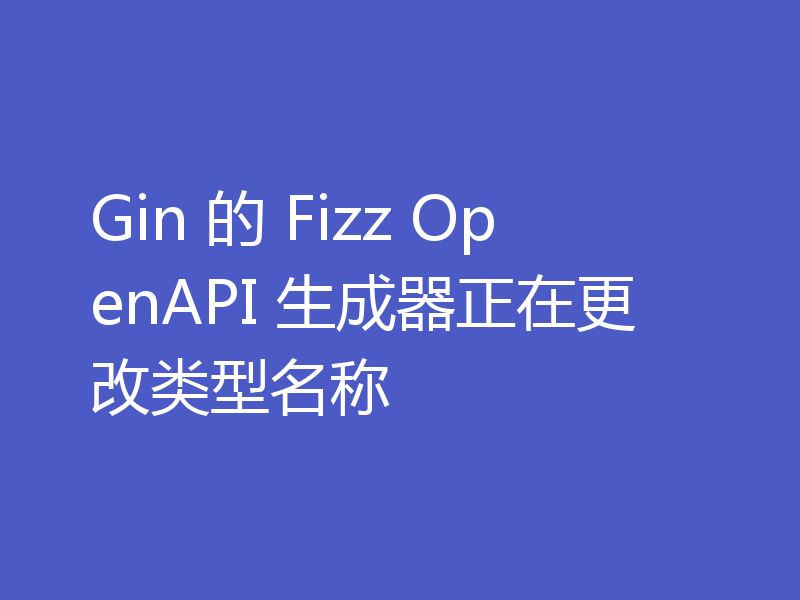 Gin 的 Fizz OpenAPI 生成器正在更改类型名称