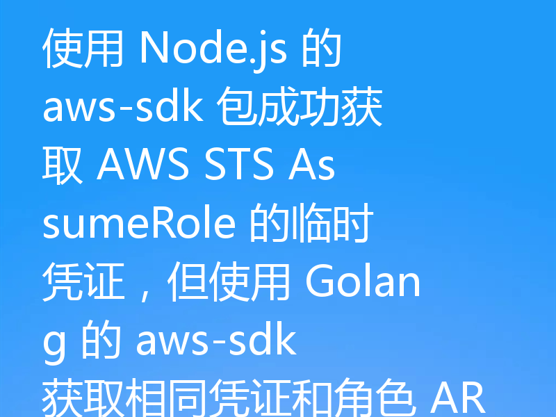 使用 Node.js 的 aws-sdk 包成功获取 AWS STS AssumeRole 的临时凭证，但使用 Golang 的 aws-sdk 获取相同凭证和角色 ARN 失败