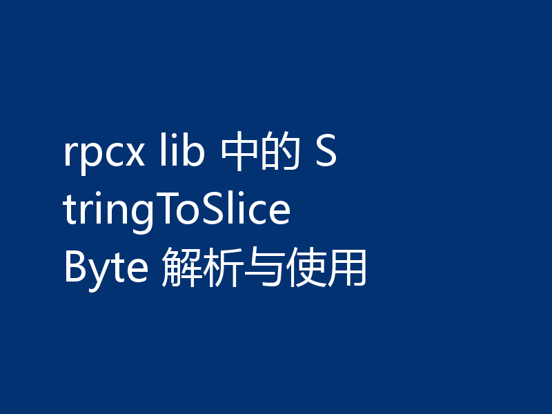 rpcx lib 中的 StringToSliceByte 解析与使用