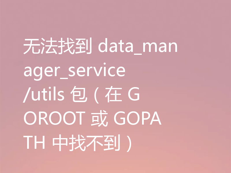 无法找到 data_manager_service/utils 包（在 GOROOT 或 GOPATH 中找不到）