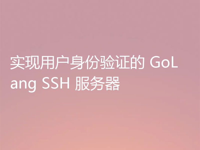 实现用户身份验证的 GoLang SSH 服务器
