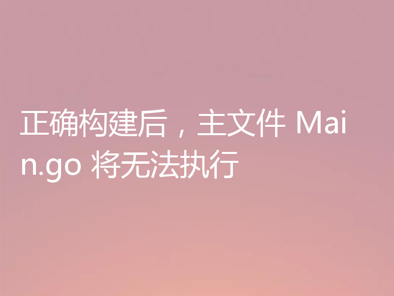 正确构建后，主文件 Main.go 将无法执行