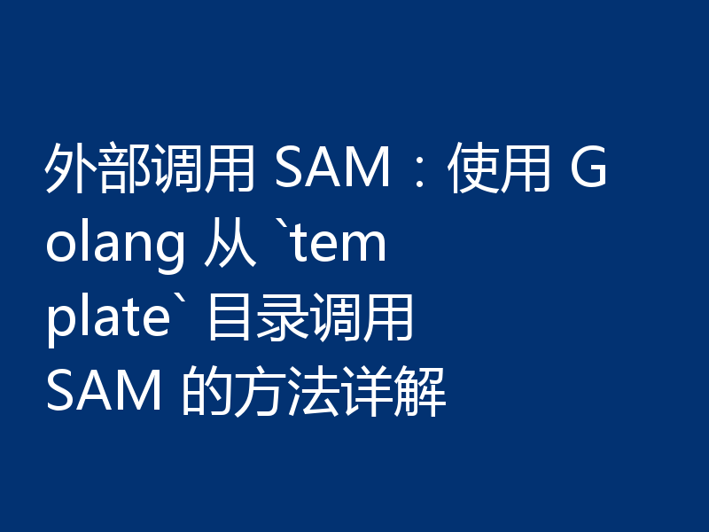 外部调用 SAM：使用 Golang 从 `template` 目录调用 SAM 的方法详解