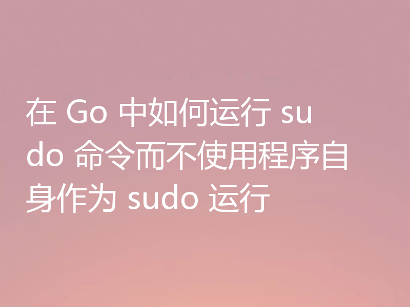 在 Go 中如何运行 sudo 命令而不使用程序自身作为 sudo 运行