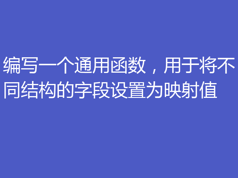 编写一个通用函数，用于将不同结构的字段设置为映射值