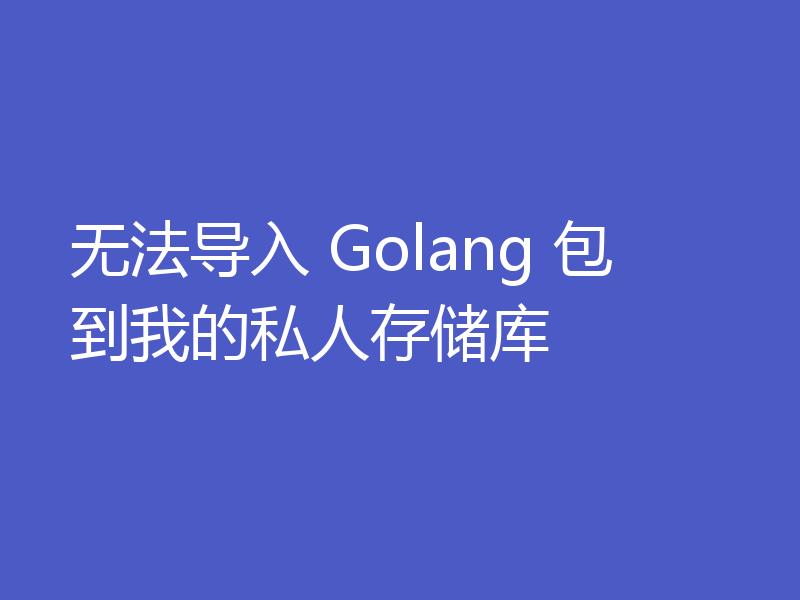 无法导入 Golang 包到我的私人存储库