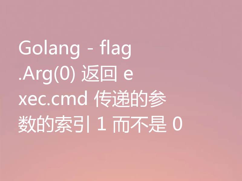 Golang - flag.Arg(0) 返回 exec.cmd 传递的参数的索引 1 而不是 0 
