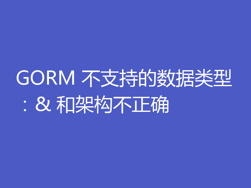 GORM 不支持的数据类型：& 和架构不正确