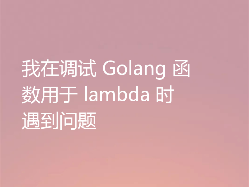 我在调试 Golang 函数用于 lambda 时遇到问题