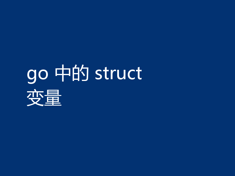 go 中的 struct 变量