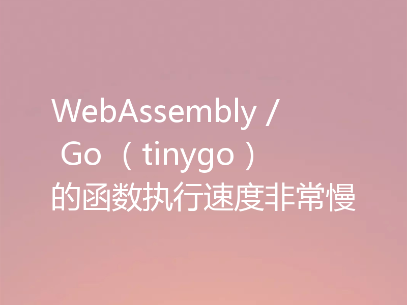 WebAssembly / Go （tinygo）的函数执行速度非常慢