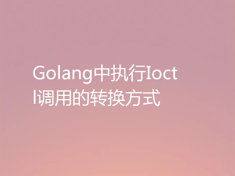Golang中执行Ioctl调用的转换方式