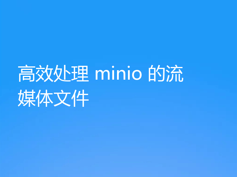 高效处理 minio 的流媒体文件