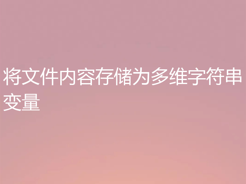 将文件内容存储为多维字符串变量