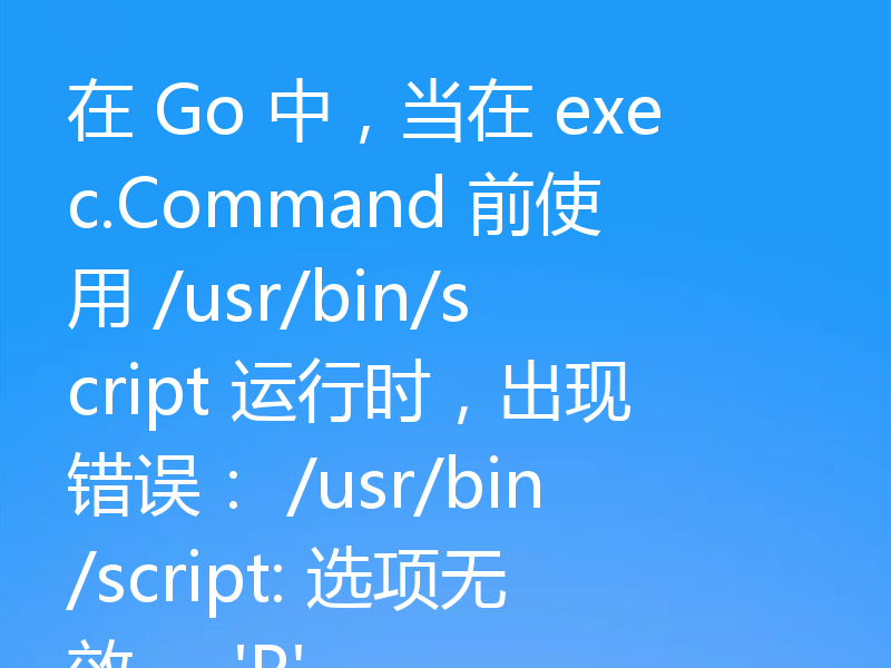在 Go 中，当在 exec.Command 前使用 /usr/bin/script 运行时，出现错误： /usr/bin/script: 选项无效 -- 'P'