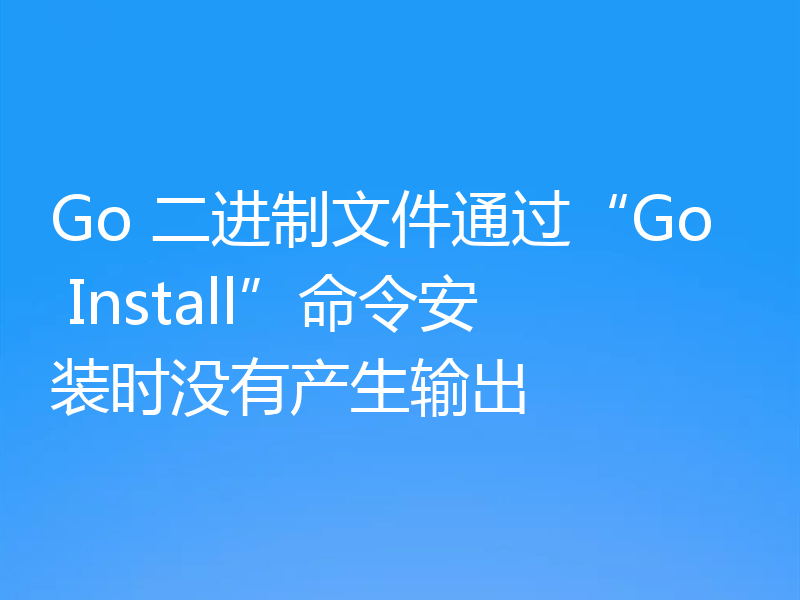 Go 二进制文件通过“Go Install”命令安装时没有产生输出