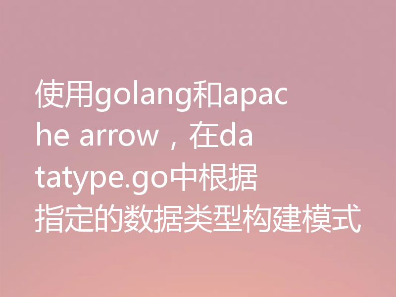 使用golang和apache arrow，在datatype.go中根据指定的数据类型构建模式