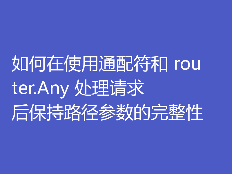 如何在使用通配符和 router.Any 处理请求后保持路径参数的完整性