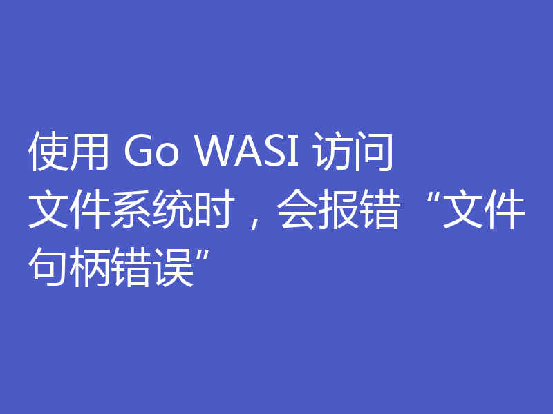 使用 Go WASI 访问文件系统时，会报错“文件句柄错误”