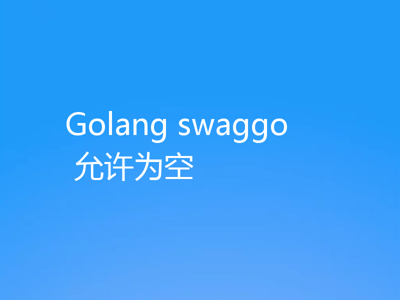 Golang swaggo 允许为空