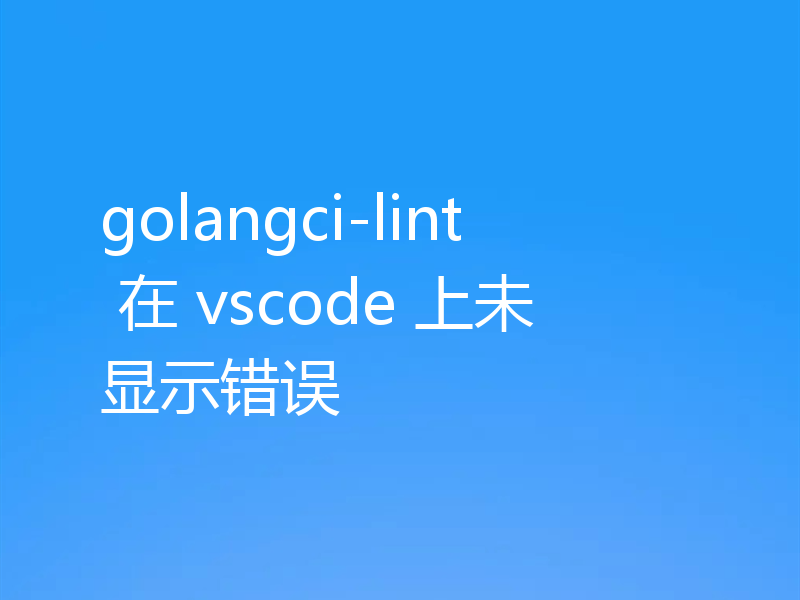 golangci-lint 在 vscode 上未显示错误