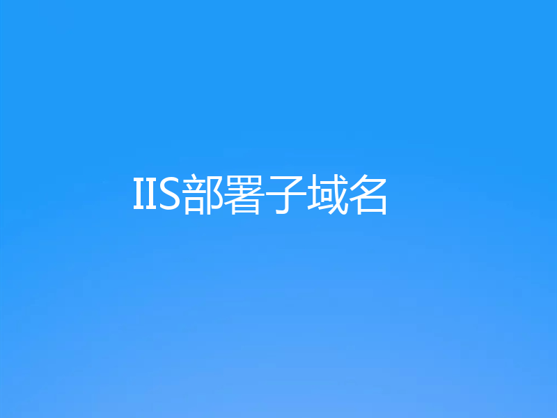 IIS部署子域名