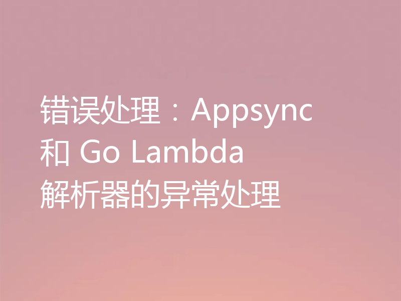 错误处理：Appsync 和 Go Lambda 解析器的异常处理