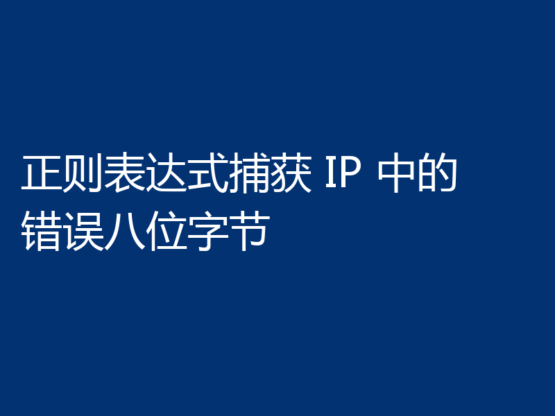 正则表达式捕获 IP 中的错误八位字节