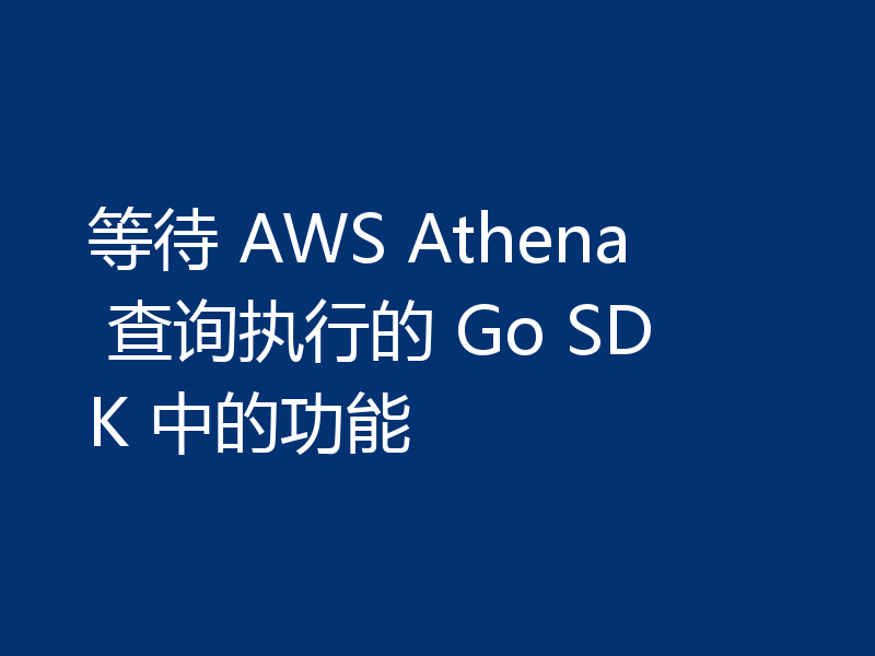 等待 AWS Athena 查询执行的 Go SDK 中的功能