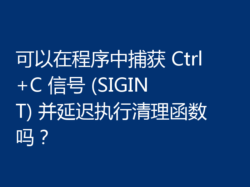 可以在程序中捕获 Ctrl+C 信号 (SIGINT) 并延迟执行清理函数吗？