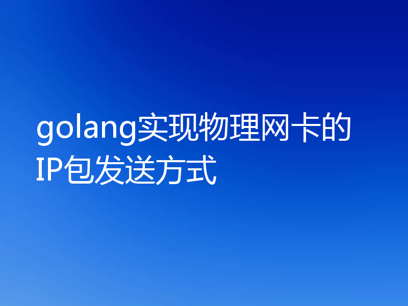 golang实现物理网卡的IP包发送方式
