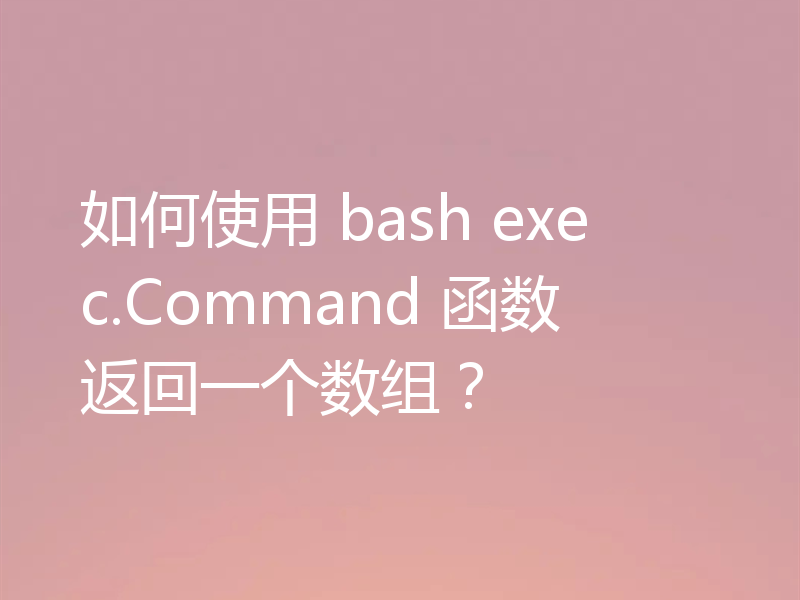 如何使用 bash exec.Command 函数返回一个数组？