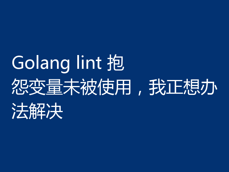 Golang lint 抱怨变量未被使用，我正想办法解决