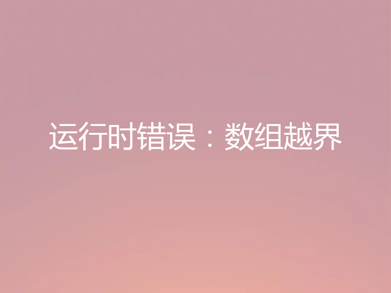 运行时错误：数组越界