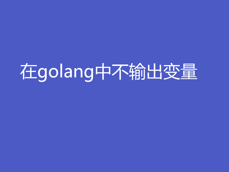 在golang中不输出变量