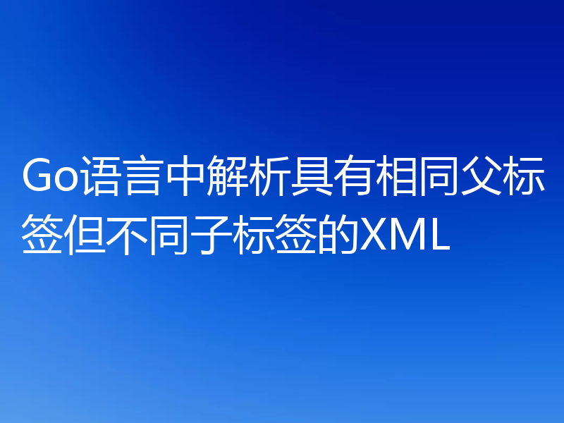 Go语言中解析具有相同父标签但不同子标签的XML