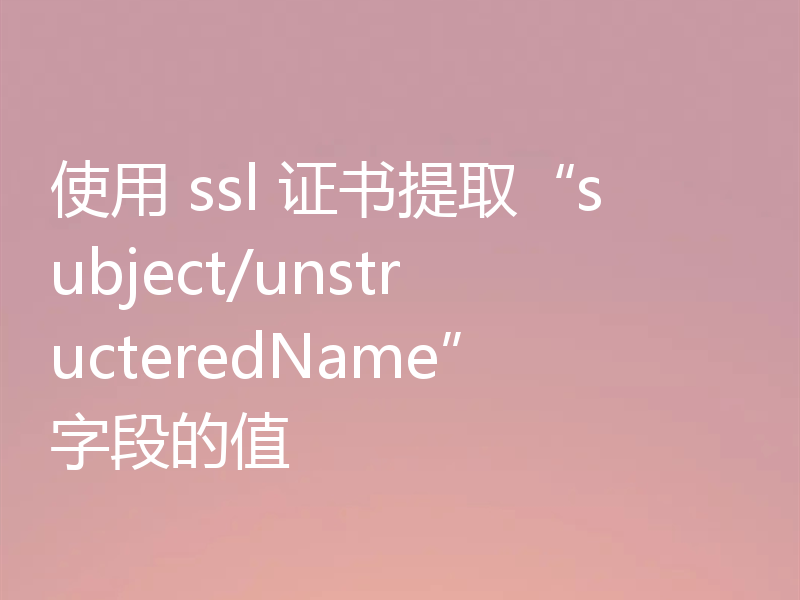 使用 ssl 证书提取“subject/unstructeredName”字段的值