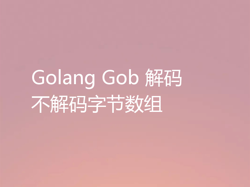 Golang Gob 解码不解码字节数组
