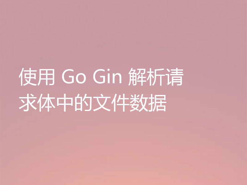 使用 Go Gin 解析请求体中的文件数据