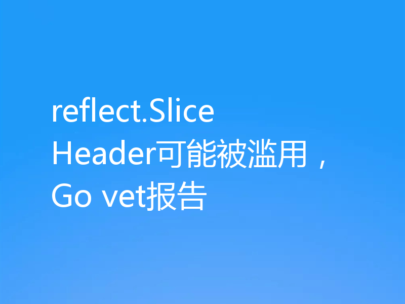 reflect.SliceHeader可能被滥用，Go vet报告