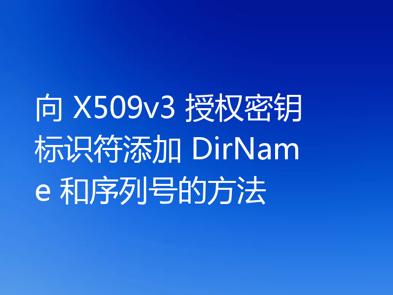 向 X509v3 授权密钥标识符添加 DirName 和序列号的方法