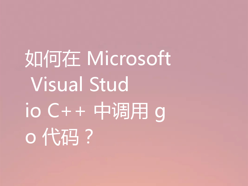 如何在 Microsoft Visual Studio C++ 中调用 go 代码？