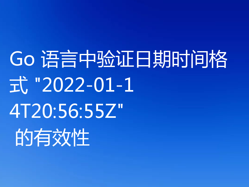 Go 语言中验证日期时间格式 