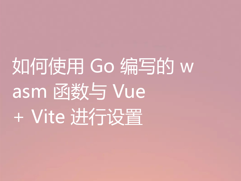 如何使用 Go 编写的 wasm 函数与 Vue + Vite 进行设置