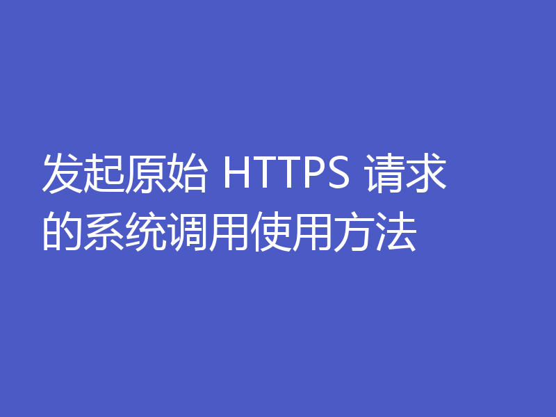发起原始 HTTPS 请求的系统调用使用方法