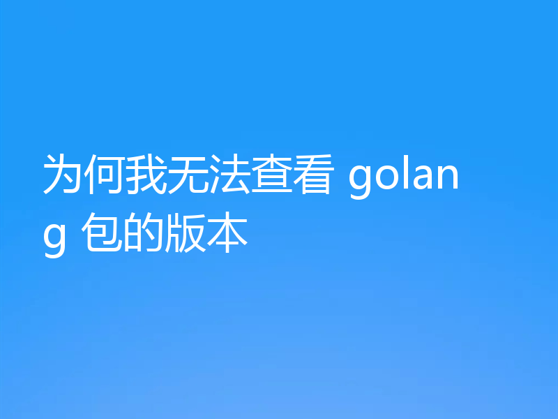 为何我无法查看 golang 包的版本