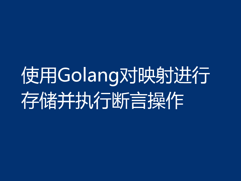 使用Golang对映射进行存储并执行断言操作