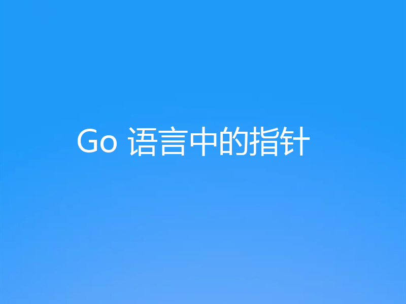 Go 语言中的指针