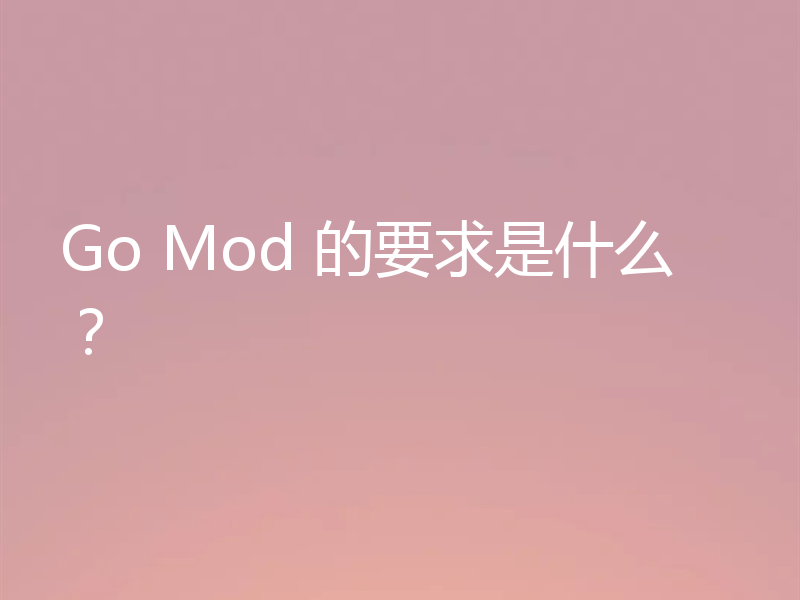 Go Mod 的要求是什么？