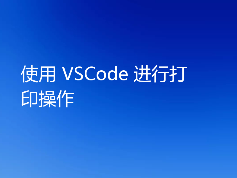 使用 VSCode 进行打印操作